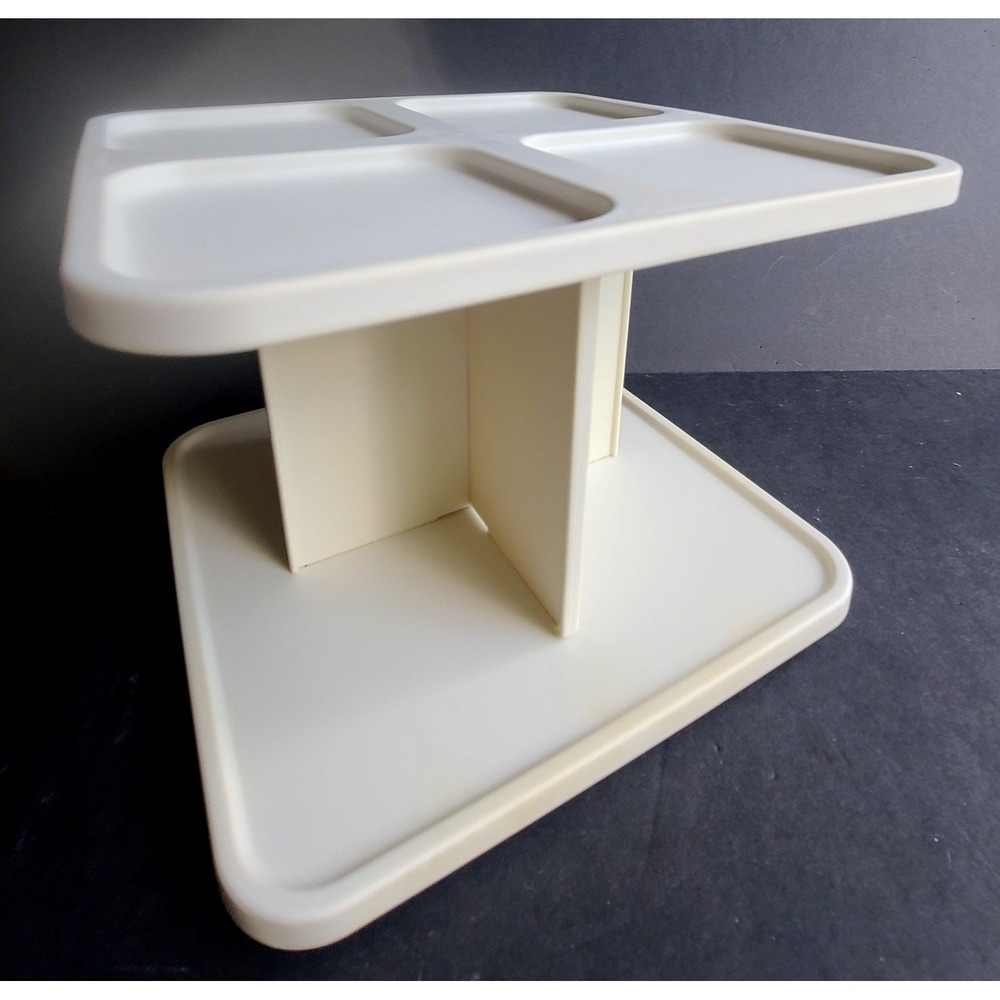 RARE Tupperware Vintage Rotating Spice Rack Desk Organizer Almond Swivel Base